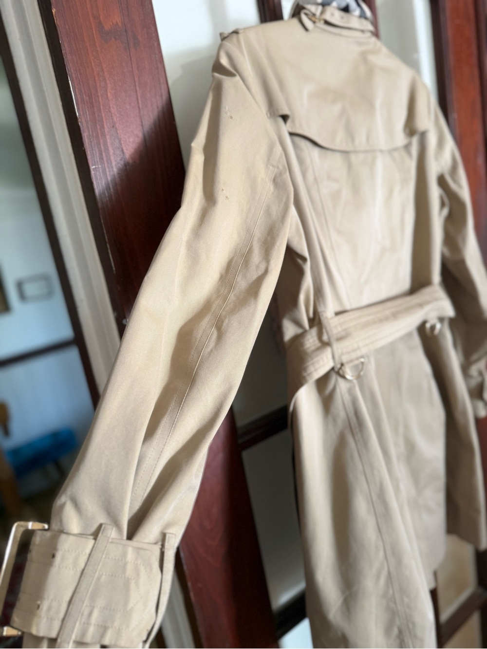 Burberry Honey Beige Double-Breasted Trench Coat with Gold Belt + Buckles - Picture 12 of 16